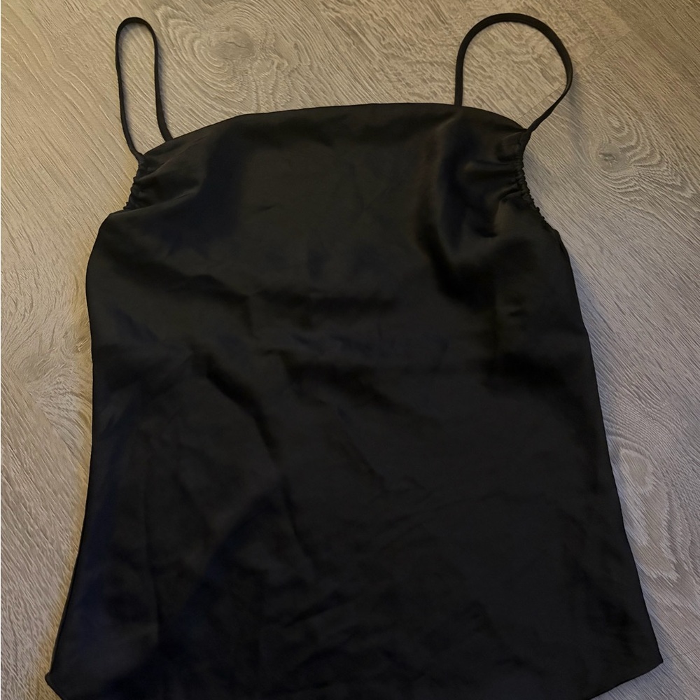 Wilfred Black Satin Spaghetti Strap Women's Top